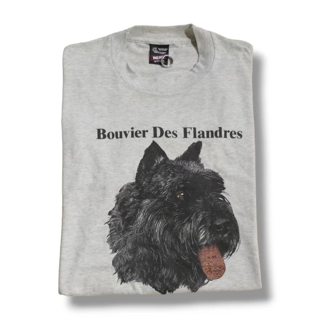 VINTAGE 90s L Dog Print Tee -TELETREND COLS-