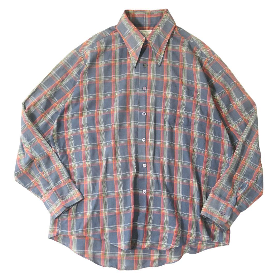 VINTAGE 70s L Check shirt -PERMANENT PRESS-