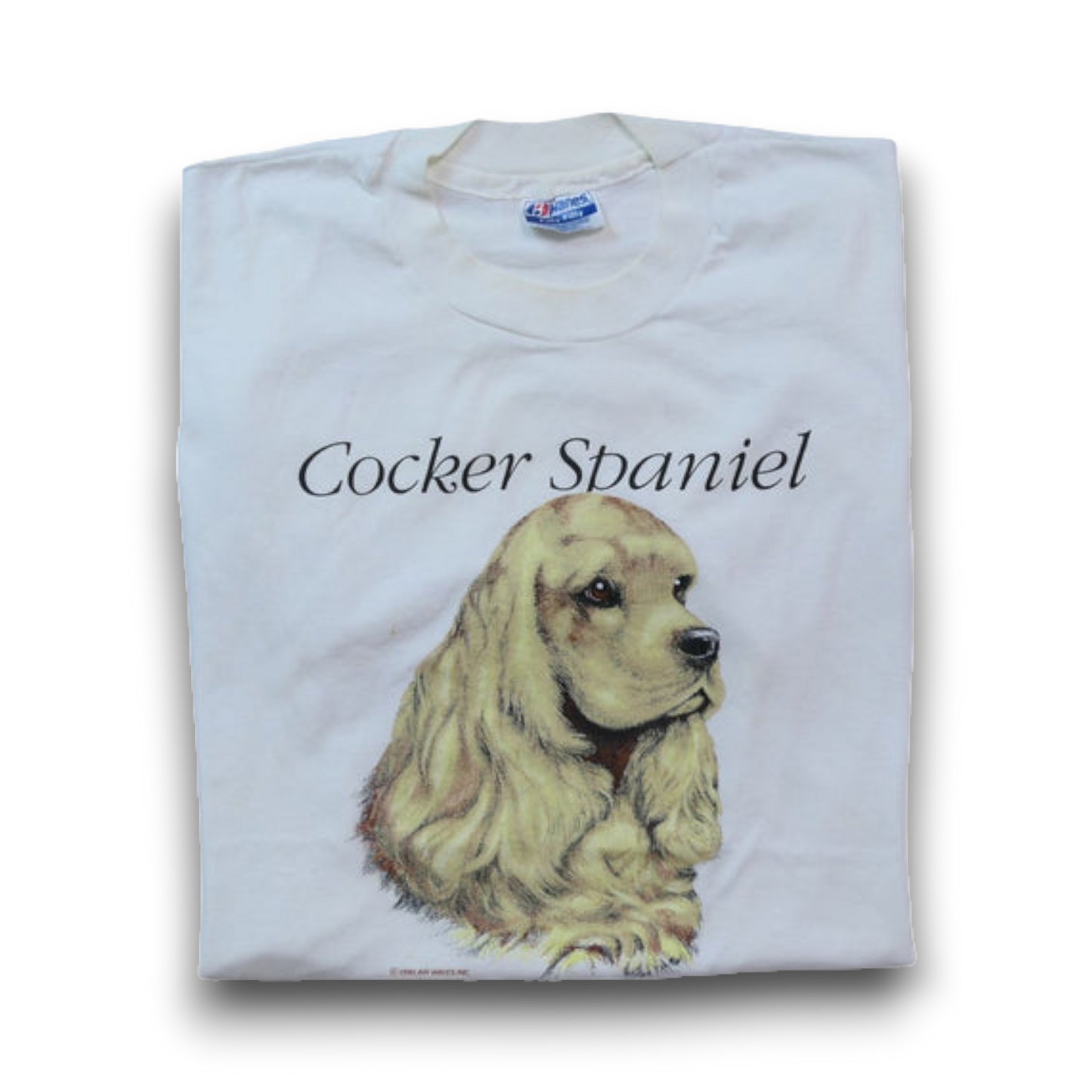 VINTAGE 90s L Dog Print Tee "Cocker Spaniel" -AIR WAVES INC-