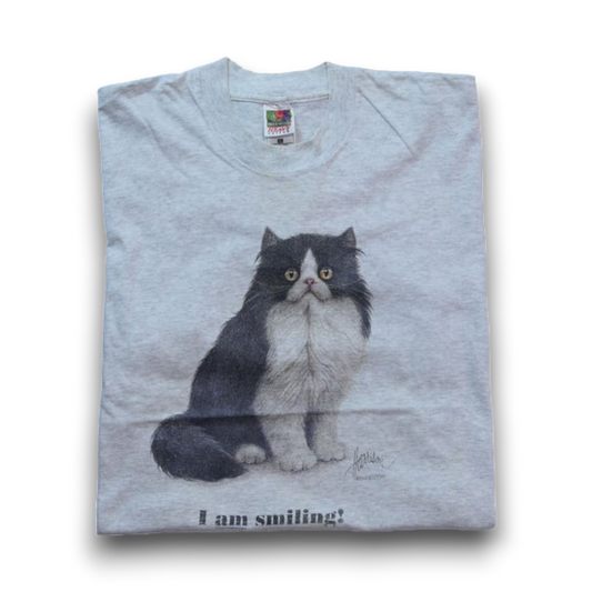 VINTAGE 90s XL Art Tee "CAT" -Bob Harrison-