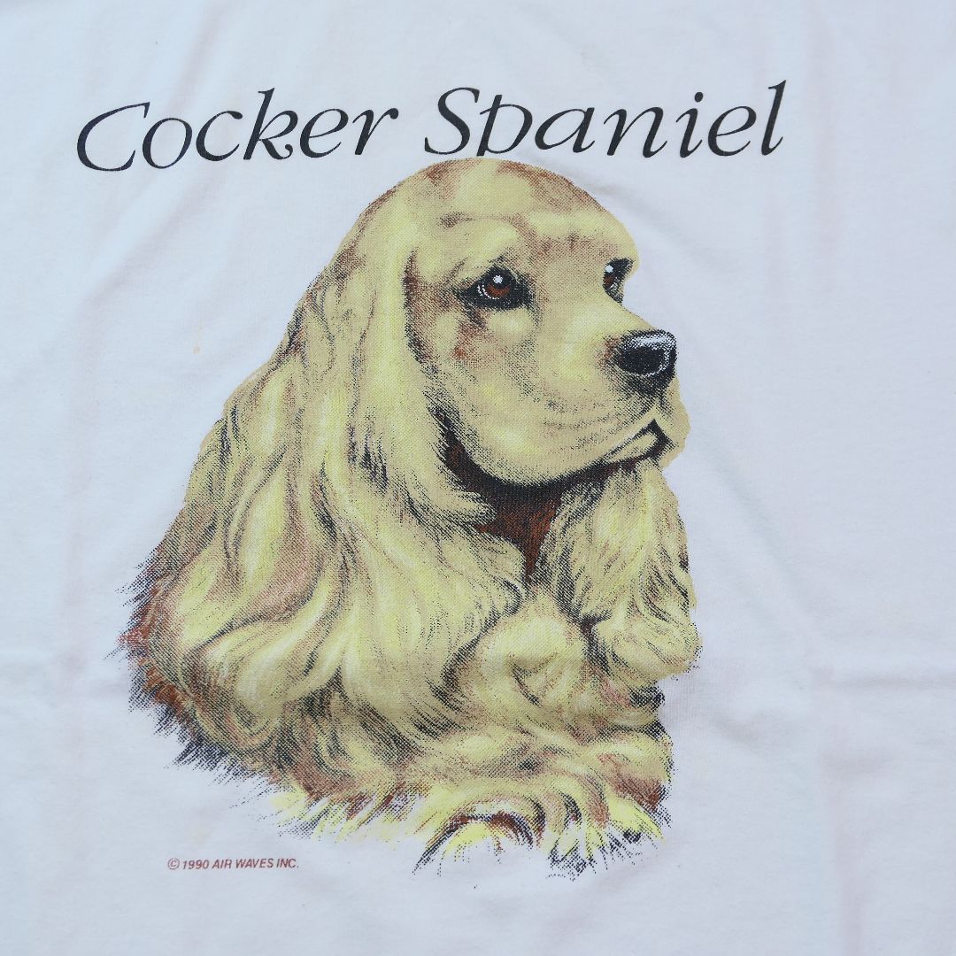 VINTAGE 90s L Dog Print Tee "Cocker Spaniel" -AIR WAVES INC-