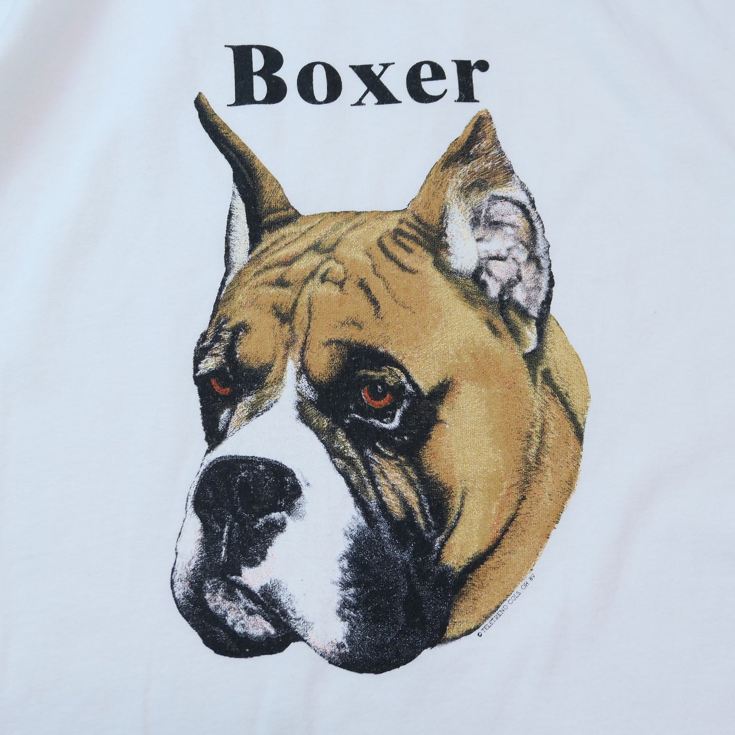 VINTAGE 90s XL Dog Face Tee "Boxer" -TELETREND COLS-