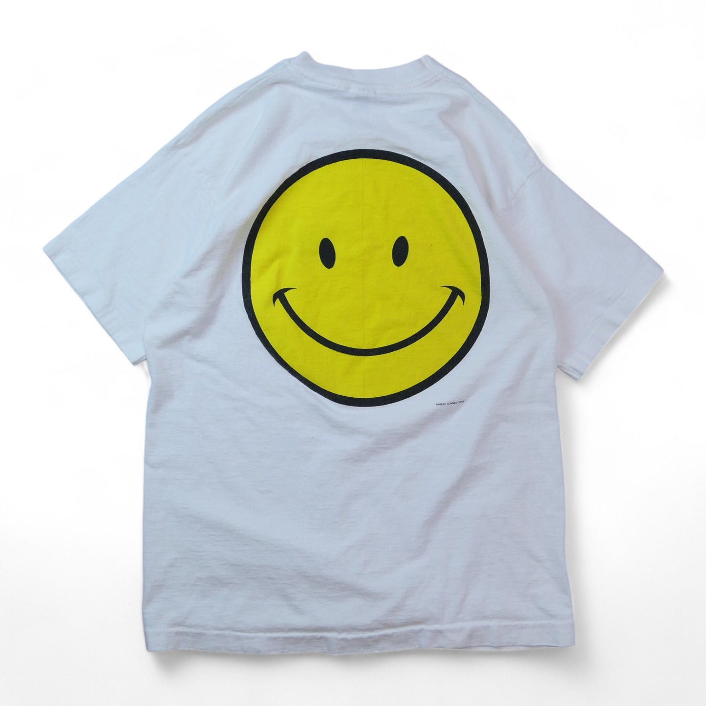 VINTAGE 90s L-XL Smily Face Tee -THREAD CONNECTIONS-