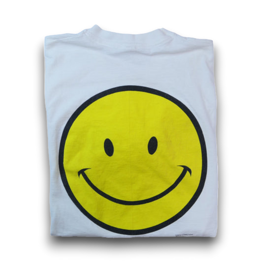 VINTAGE 90s L-XL Smily Face Tee -THREAD CONNECTIONS-