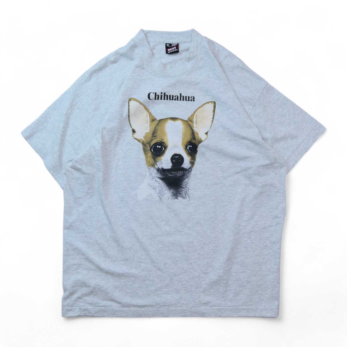 VINTAGE 90s XL Dog Face Tee "Chihuahua" -TELETREND COLS-