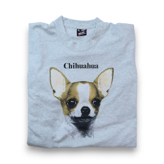 VINTAGE 90s XL Dog Face Tee "Chihuahua" -TELETREND COLS-