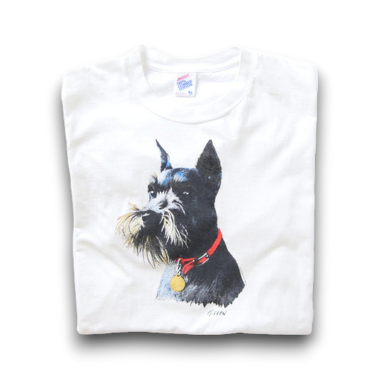 VINTAGE 90s XL Dog Tee "schnauzer" -TELETREND COLS-