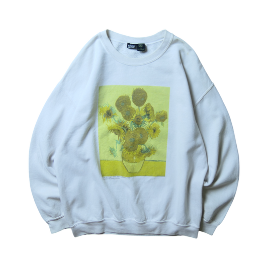 VINTAGE 90s L-XL Art Sweat "Sunflowers" -Vincent van Gogh-