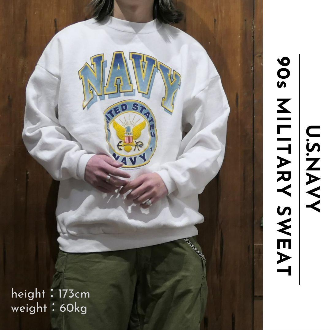 VINTAGE 90s XL Militaly sweat -U.S.NAVY-