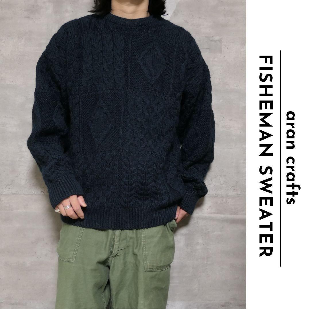 VINTAGE 90s Fisherman sweater -aran crafts-