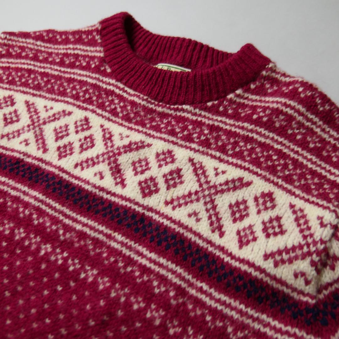 VINTAGE 80-90s L Nordic Patterned Sweater -L.L.Bean-