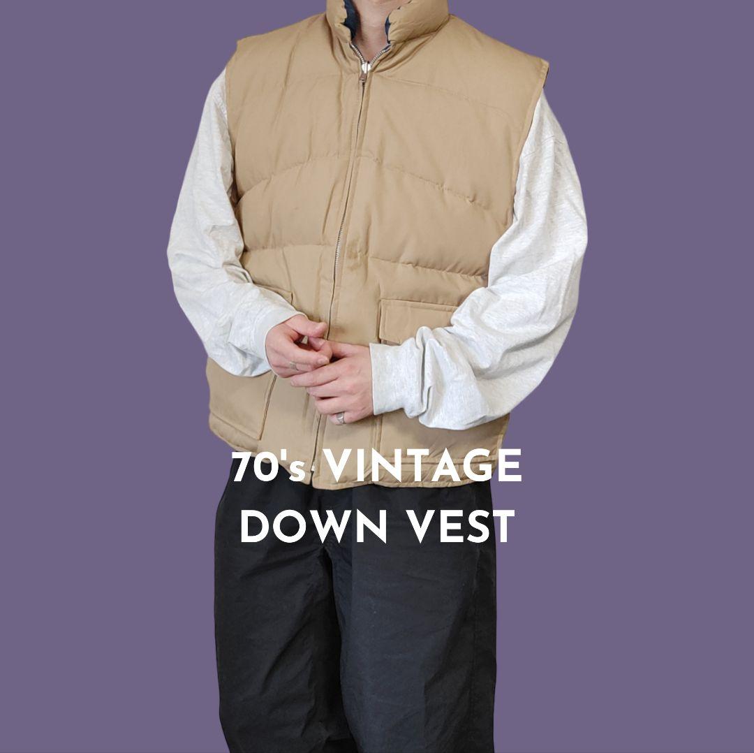 Vintage 70s XL Reversible down vest -BIBI BROS.-