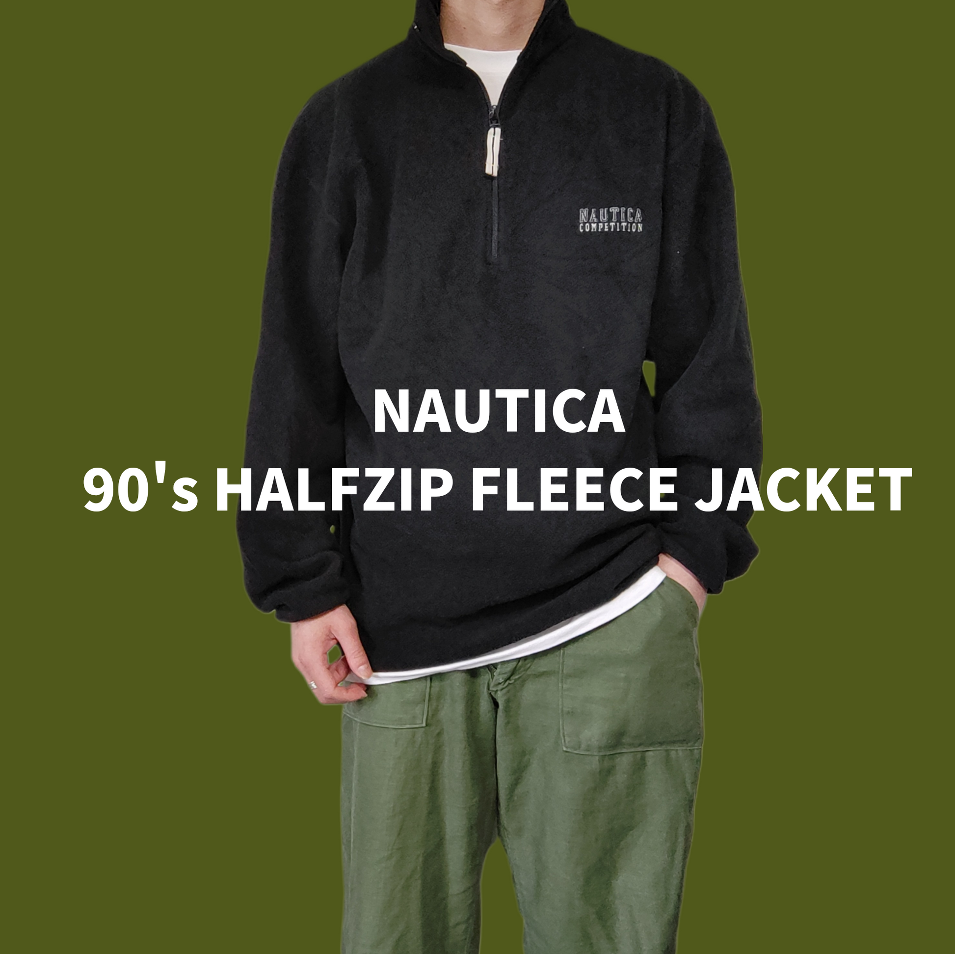 [NAUTICA] 90's half zip fleece jacket, made in U.S.A