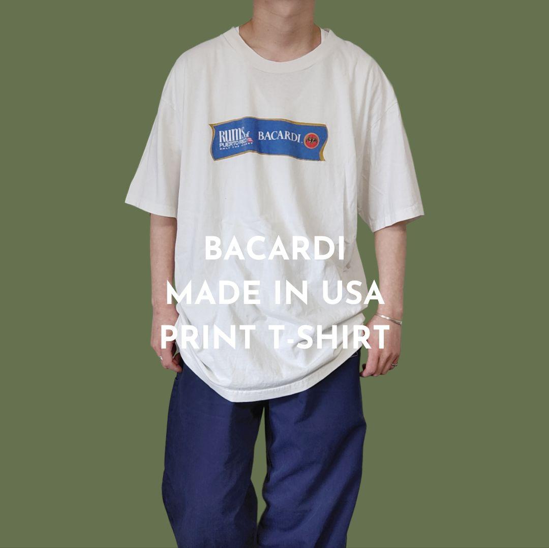 [BACARDI] made in USA, print t-shirt / L